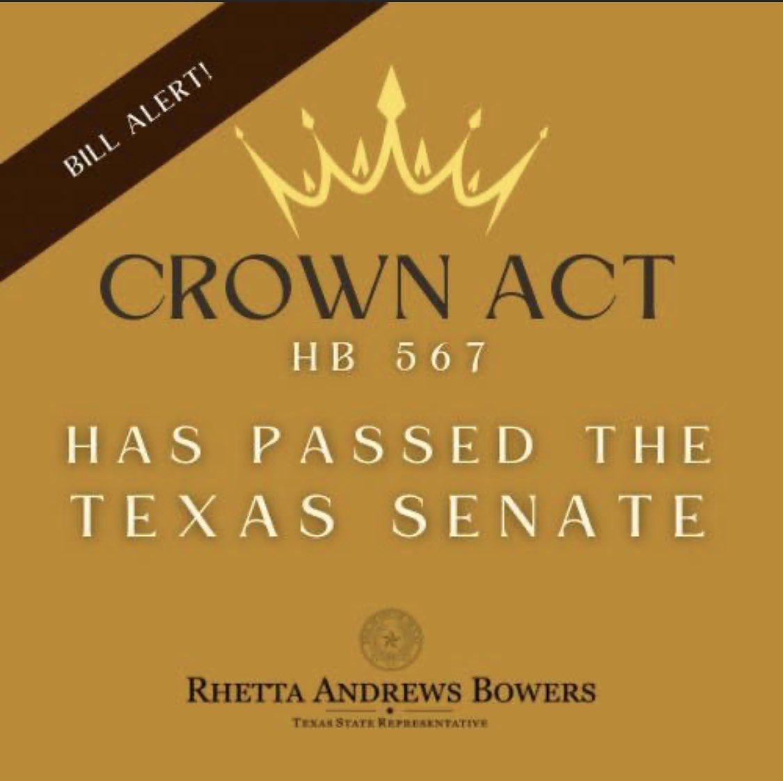BowersForTexas's tweet image. The Texas CROWN ACT HAS PASSED the Texas House and Texas Senate, we now await the Governor’s signature, for it to be signed into law! I’d like to thank everyone for your support and work toward this Herculean effort! It took all of us and we can say now, “We did it, together!
