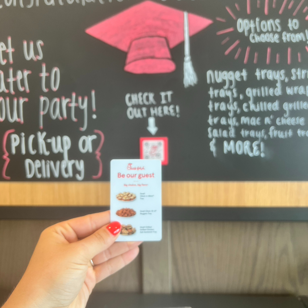 chickfilapsl's tweet photo. Celebrating a graduation (or any event), is a great time to order your favorites with catering. All May orders $150 and over will receive a Catering Tray Be Our Guest Card.  Place your order by calling 772-204-2653, option 2. #delicious#party#event #graduations #cateringtrays 🎓 https://t.co/4I2ihphQ6I