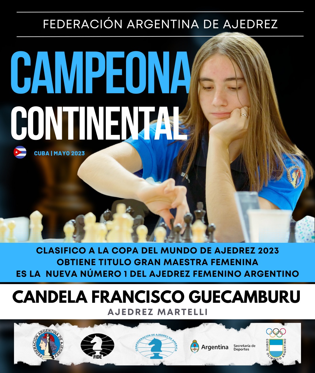 Deportes Argentina on X: #Ajedrez Candela Francisco Guecamburu se consagró  campeona continental en Cuba 🇨🇺 y es la nueva número uno del ranking  femenino nacional. ¡Felicitaciones!  / X