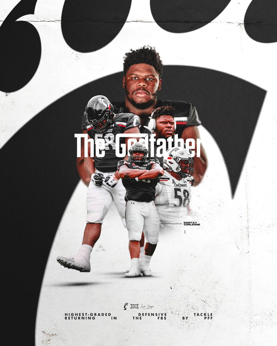 𝐓𝐇𝐄 𝐆𝐎𝐃𝐅𝐀𝐓𝐇𝐄𝐑 

@dontaycorleone is the Highest-Graded Defensive Tackle Returning in the FBS by <a href="/PFF_College/">PFF College</a> 😤

#Bearcats