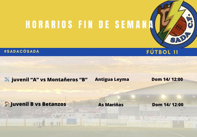 Fútbol 11| Horarios
PARTIDOS OFCIAIS PARA ESTA FIN DE SEMANA ‼️⚽️