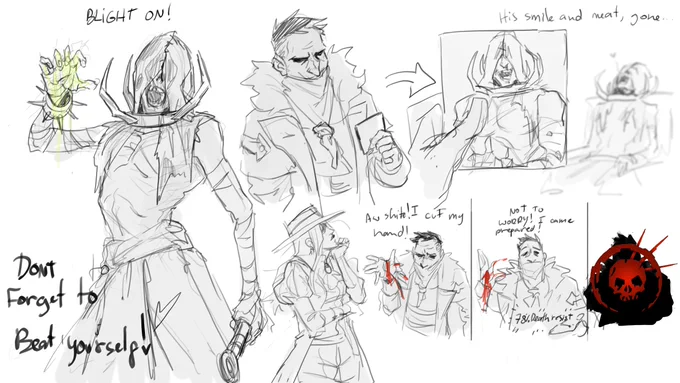 extremely fast silly Darkest Dungeon doodles because I love DD