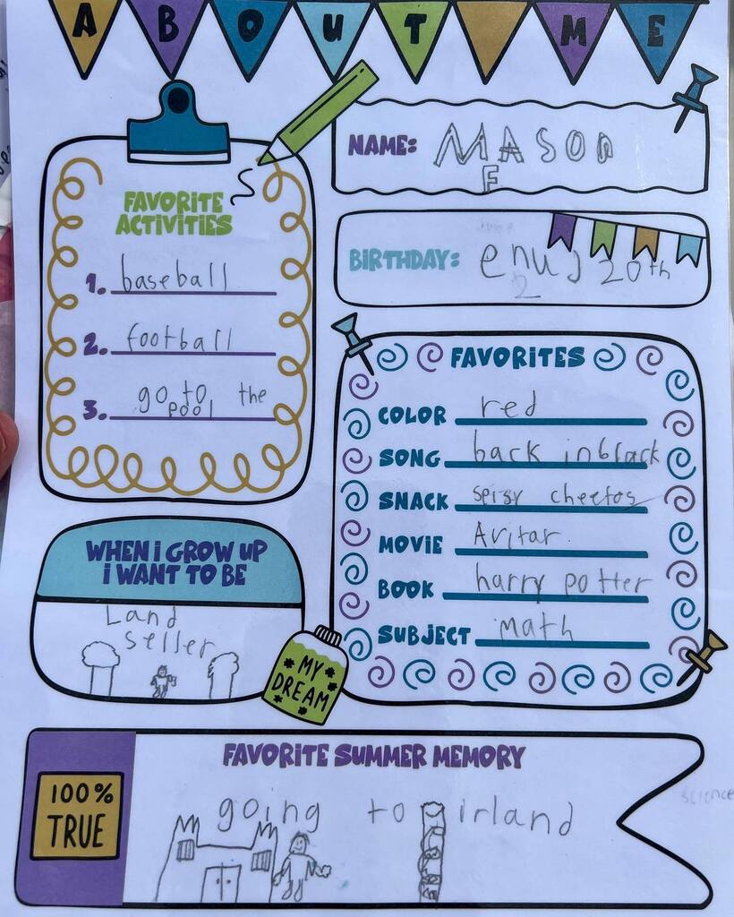 Mason’s gifted class did an “About Me” project (backwards writing intentional). The “when I grow up I want to be” section caught my eye. I’m glad he’s enjoying his time in the woods with me. Love this kid! <a href="/ginamflowers/">GIna m flowers</a> instagr.am/p/CsKLe05u4aP/