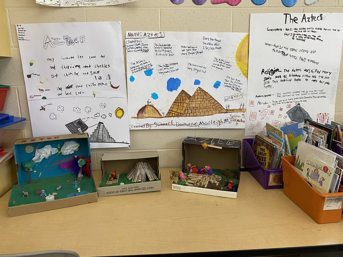 Projects on the Aztecs, Incas, Mayans &amp; Mississippians.  Research, report, poster, diorama &amp; presentation from Mrs. Myers’ ELA and Social Studies Classes. <a href="/GenevaSchools1/">@GenevaSchools</a>