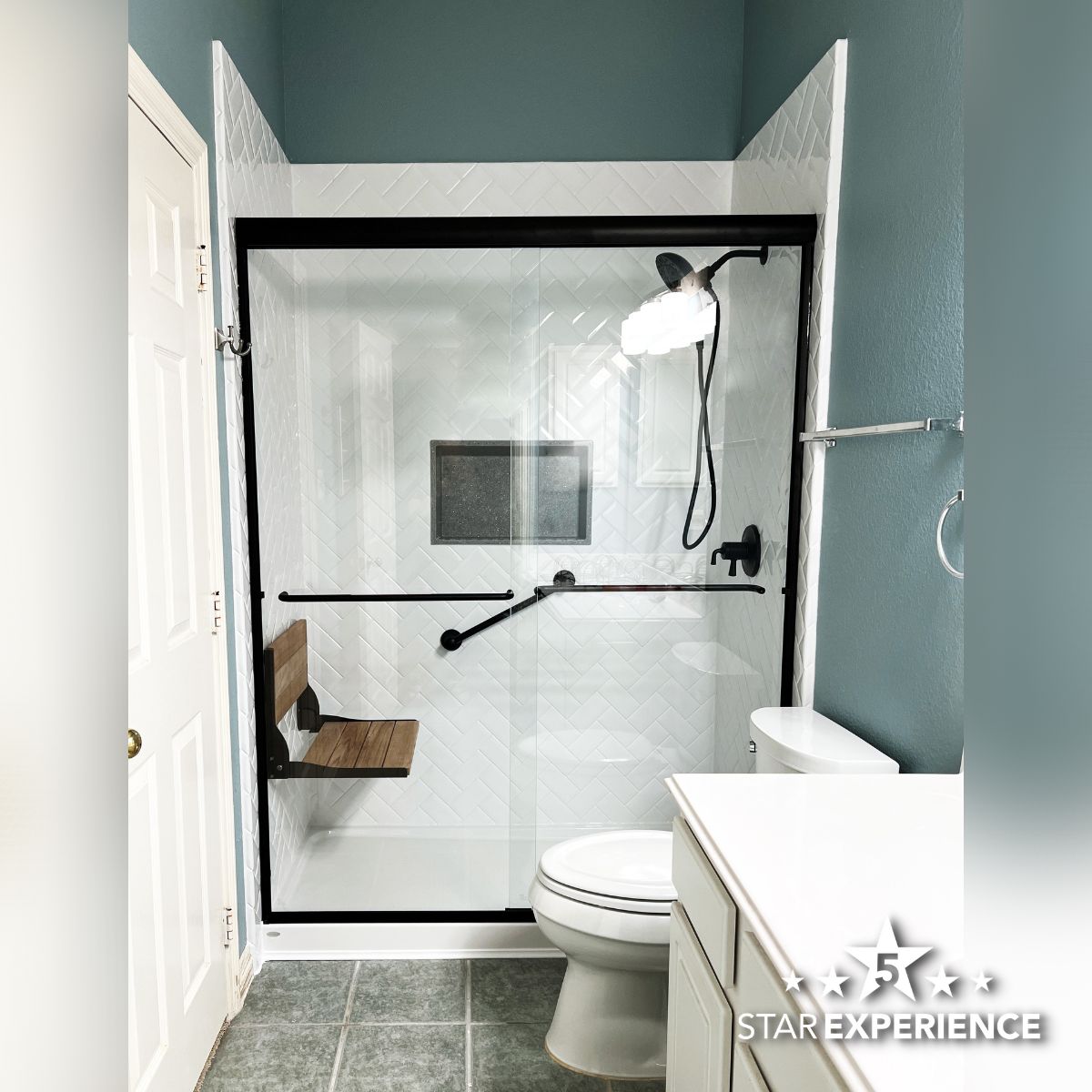 It's #FiveStarFriday ! We hope you are having an amazing day. We wanted to show off this beautiful walk-in shower project that we completed recently. 

#homeimprovement #bathroomremodel #bathroomrenovation #homeimprovementideas #newbathroom #shower #bathroom #bathrooms M-39963