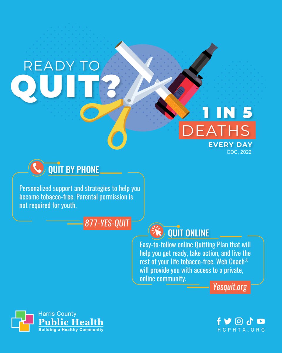 texas tobacco quitline Cigarette smoking causes about one of every five deaths in the United  States each year. It is never too late to quit! Call or visit the Texas  Tobacco Quitline at 877-YES-QUIT for