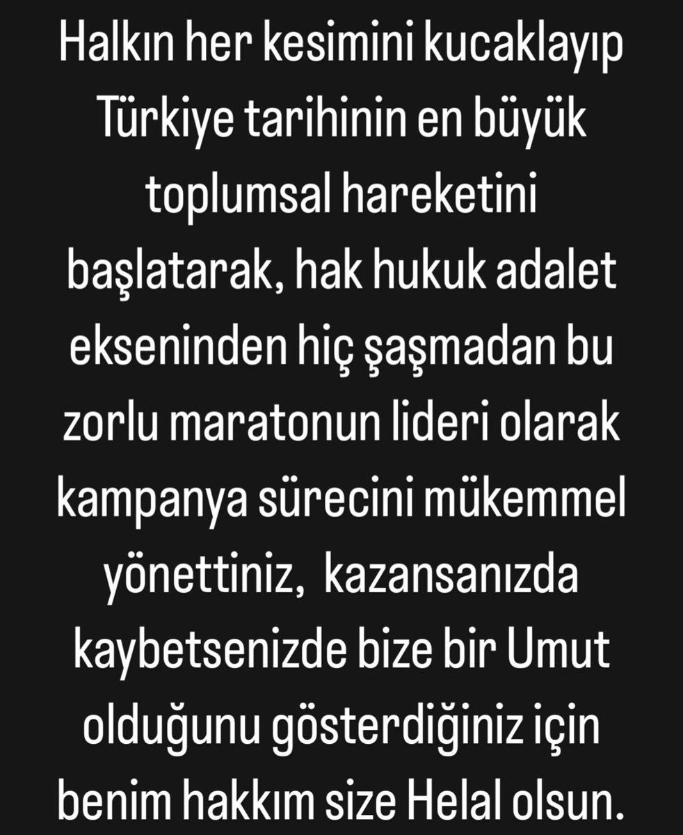 Benim hakkım size #HelalOlsun sayın <a href="/kilicdarogluk/">Kemal Kılıçdaroğlu</a>