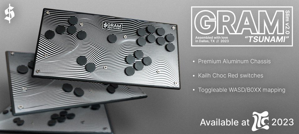 GRAMControllers's tweet photo. 💦 GRAM is proud to announce “Tsunami”, a brand new low-profile digital controller featuring:

🌊 Aluminum Chassis
🌊 Choc Reds
🌊 WASD/B0XX mapping

Debuting at #LowTideCity2023 😎

Surf’s up, y’all! 🏄‍♀️ https://t.co/cW76pfZgsr
