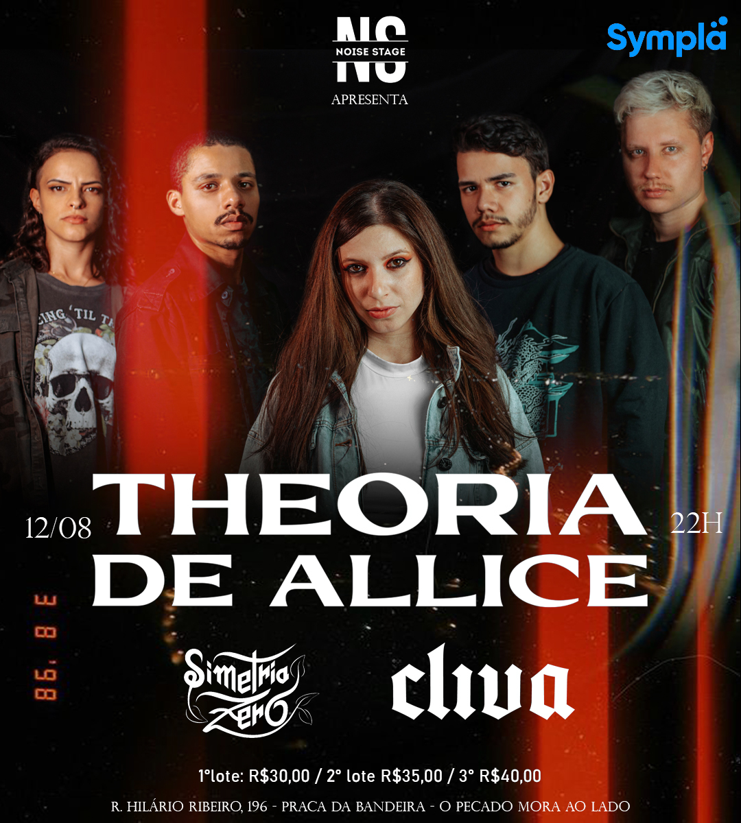 NoiseStage's tweet image. A Noise Stage trás para vocês um show único no Rio de janeiro, a volta da banda @theoriadeallice. A sensação do metalcore aterrissa no Rio de janeiro no dia 12 de Agosto.

Para iniciar a noite vamos contar com as bandas @clivaoficial e @simetriazero.