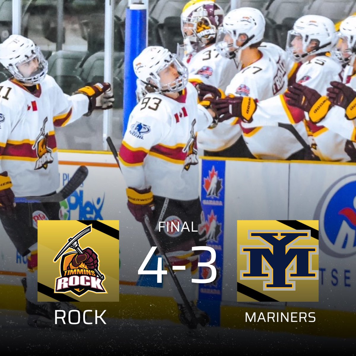 Timmins Rock (@timminsrock) on Twitter photo The Timmins Rock defeat the <a href="/MarinersHockey/">Yarmouth Jr. A Mariners</a> 4-3 in overtime to start the #CentennialCup 1-0. The Timmins Rock defeat the <a href="/MarinersHockey/">Yarmouth Jr. A Mariners</a> 4-3 in overtime to start the #CentennialCup 1-0.