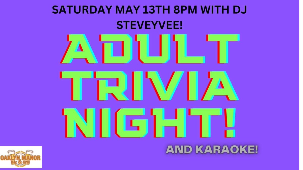 TheQuizKids's tweet image. No Taylor Swift tix or want to chill after the regatta? Join us Sat 5/13 8pm for Adult Trivia &amp;amp; Karaoke!  Bring your dirty mind &amp;amp; sing your fav Taylor songs at the The Oaklyn Manor Bar

#jeffersondadvailregatta #haddontownshipnj #oaklynnj #Collingswood #trivia #taylorswiftphila