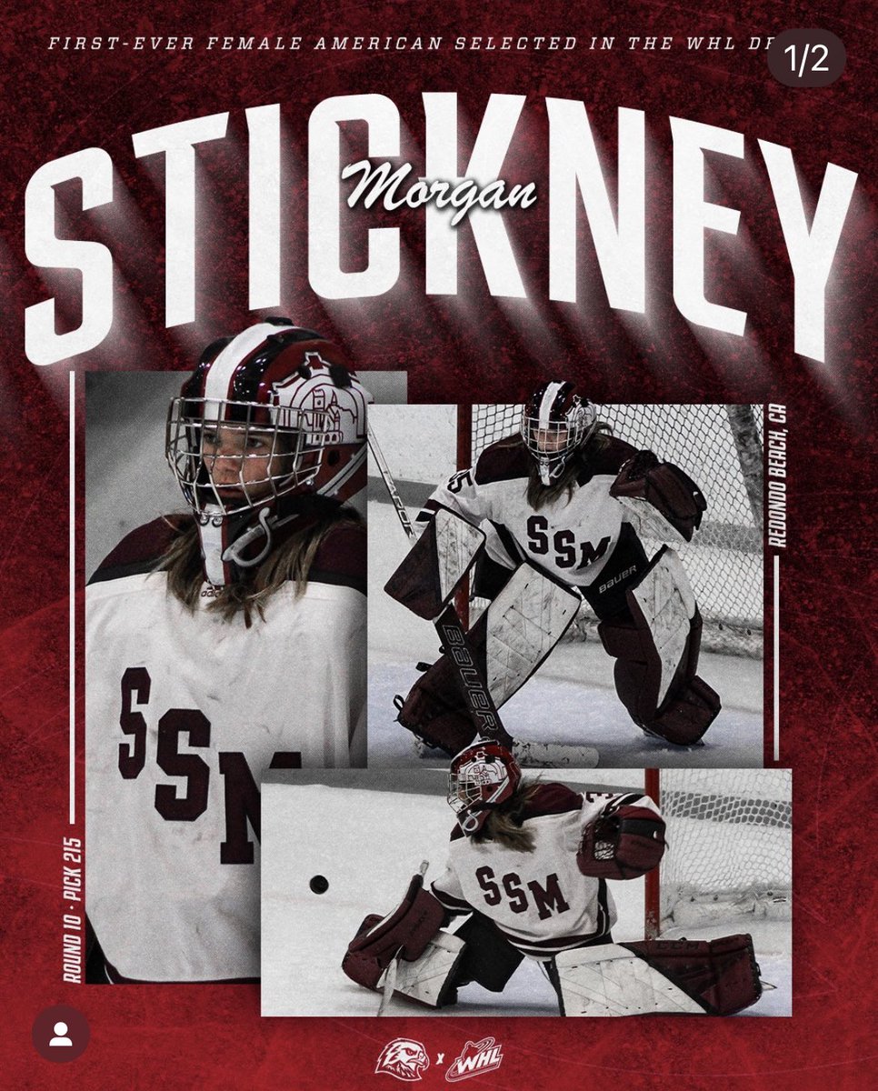 CJRHockey's tweet photo. Congrats to former #CJR @the_roseseries Champion Morgan Stickney on being the FIRST EVER girl drafted in the @TheWHL #girlshockeyrocks #roseseries 🌹 https://t.co/LcrYdM6bfb