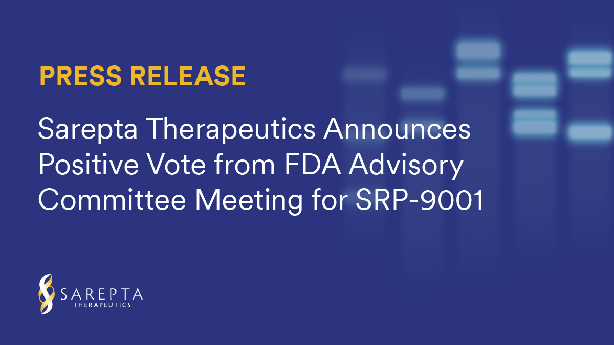 NEWS: An update on the outcome of today’s FDA Advisory Committee Meeting on SRP-9001, our investigational gene therapy for Duchenne muscular dystrophy. Read more here: bit.ly/3I7gfaj