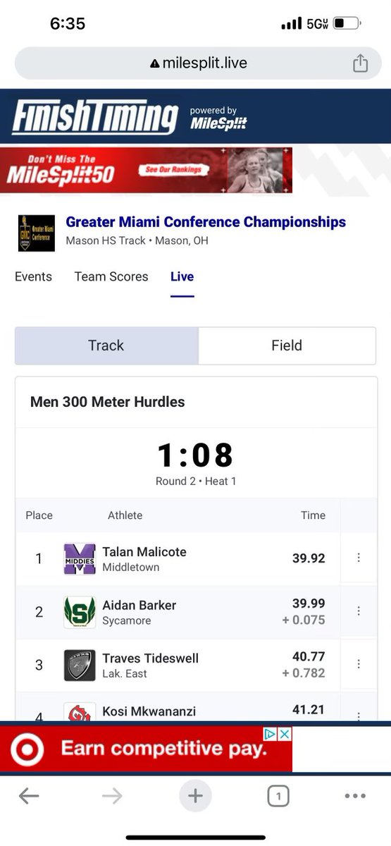tmalicote05's tweet photo. Your new GMC Champ in the 300m Hurdles !! Pr of 39.92 ! https://t.co/z6L1m2Bp7A