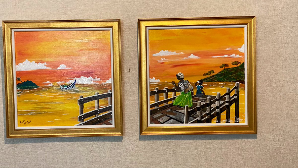 azulesen's tweet photo. So happy to have made this two piece painting for @Berrymolasses #AzulesEn #ArtistOnTwitter https://t.co/tUmXBlCiPG