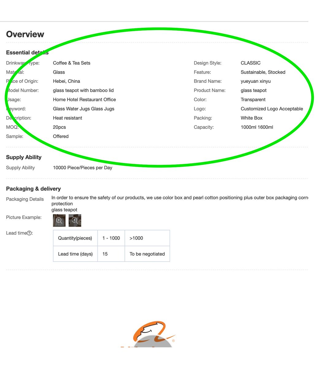 DurableAI's tweet photo. We’re creating a product page for a business called Russell’s Teapots.

Here’s the wholesale listing of the product, plus some details, from Alibaba: https://t.co/XnqCiBcjk8