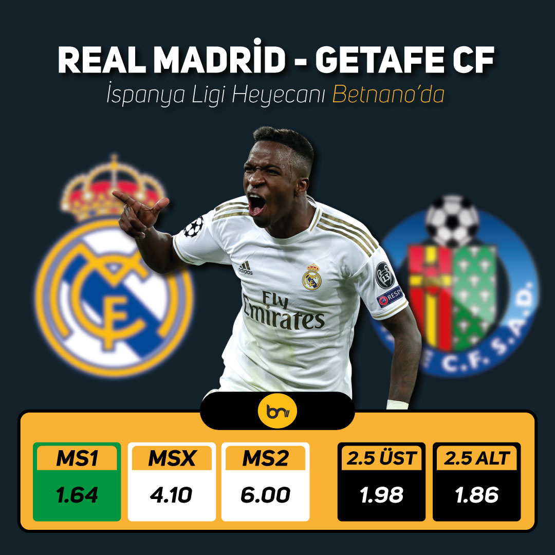 Bahisite's tweet photo. ⚽İspanya Ligi Heyecanı Betnano'da,
📺Real Madrid - Getafe
✔️İddia Tahmini | MS1 | X1.64 | 
🕙22.00

Üye olup oynamak için  https://t.co/oUwuH2k0ap

#realmadrid #RealMadridGetafe 
#şampiyonlarligi #Fenerbahce #SpeziaMilan #MilanNapoli #italyaligi #SerieA #iddia #iddiatahmin https://t.co/k8DlLXUBy7