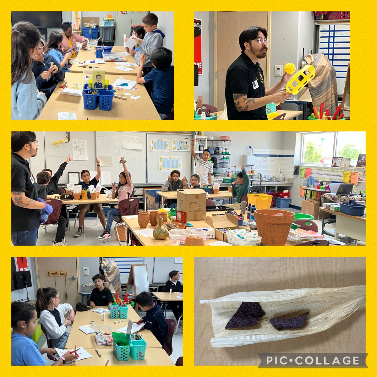 EDGESlib's tweet photo. GT 4th and 5th graders participating in their final GT activity:  Southwest Myths and Legends . Thank you to Creative Learning Collaborative! #sampledbeans #corn #squash @EdgemereSchool @YISDgiftED @catherinedoc12 @BrendaChR1 @_IreneAhumada @Gmaria1G @CreativeLCollab https://t.co/BZdzDBYS2b