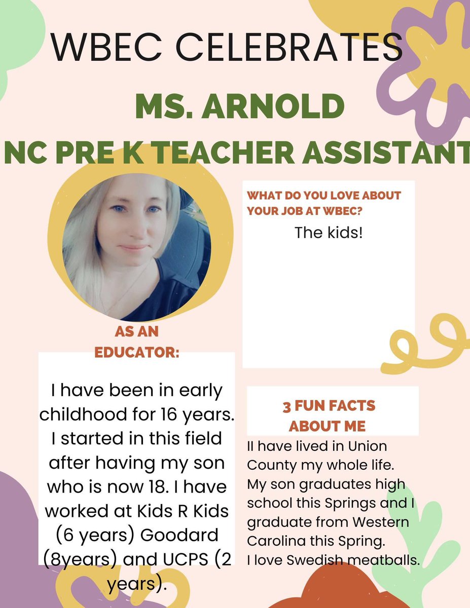 WalterBickettEC's tweet photo. We Celebrate Ms. Arnold in Honor of Teacher &amp; Staff Appreciation Week 2023 #WBECPreKRocks @AGHoulihan @Renee_McKinnon1 @PrincipalTMB3 https://t.co/kfIkz36nq6