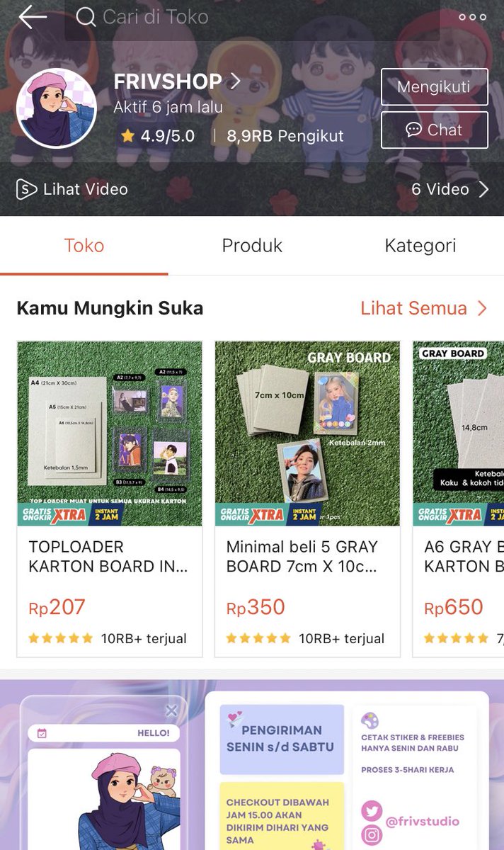 siapapun ownernya, aku merasa harus berterimakasih karna setiap aku co bahan packing dia selalu satset co dan dikirim hari itu juga terus sampe ke admin pack ku cuma 1-2hari doang. jadi kalo agak in rush emang sip banget dan yb disini juga tebel gitu gak gampang meleyot🥹🤍