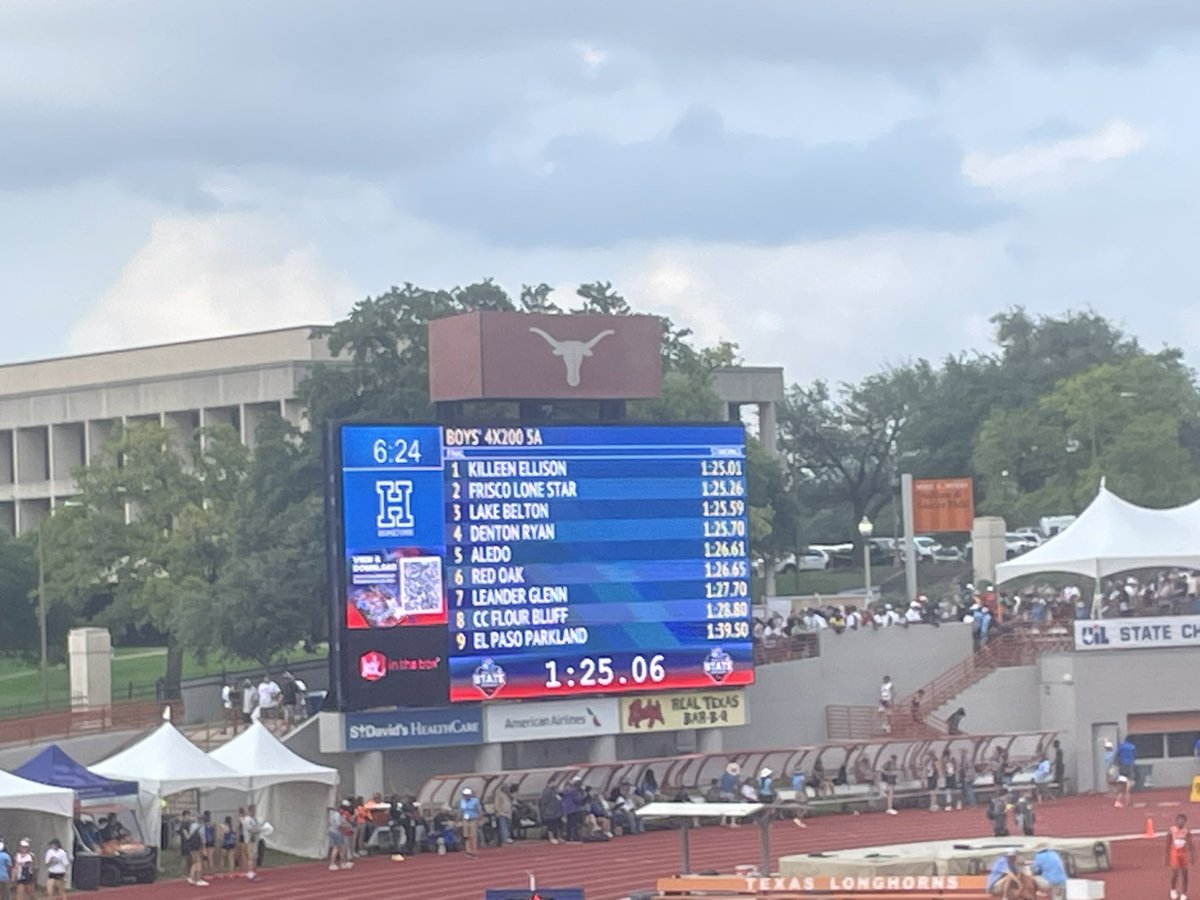 EllisonAnd's tweet photo. Ellison Boys 4x200m STATE CHAMPIONS ‼️‼️‼️@KilleenISD_ @KDHsports @EHSPrincipal @DannyServance @KNCT_SPORTS @uiltexas @TXMileSplit https://t.co/fOKLIC4IpL