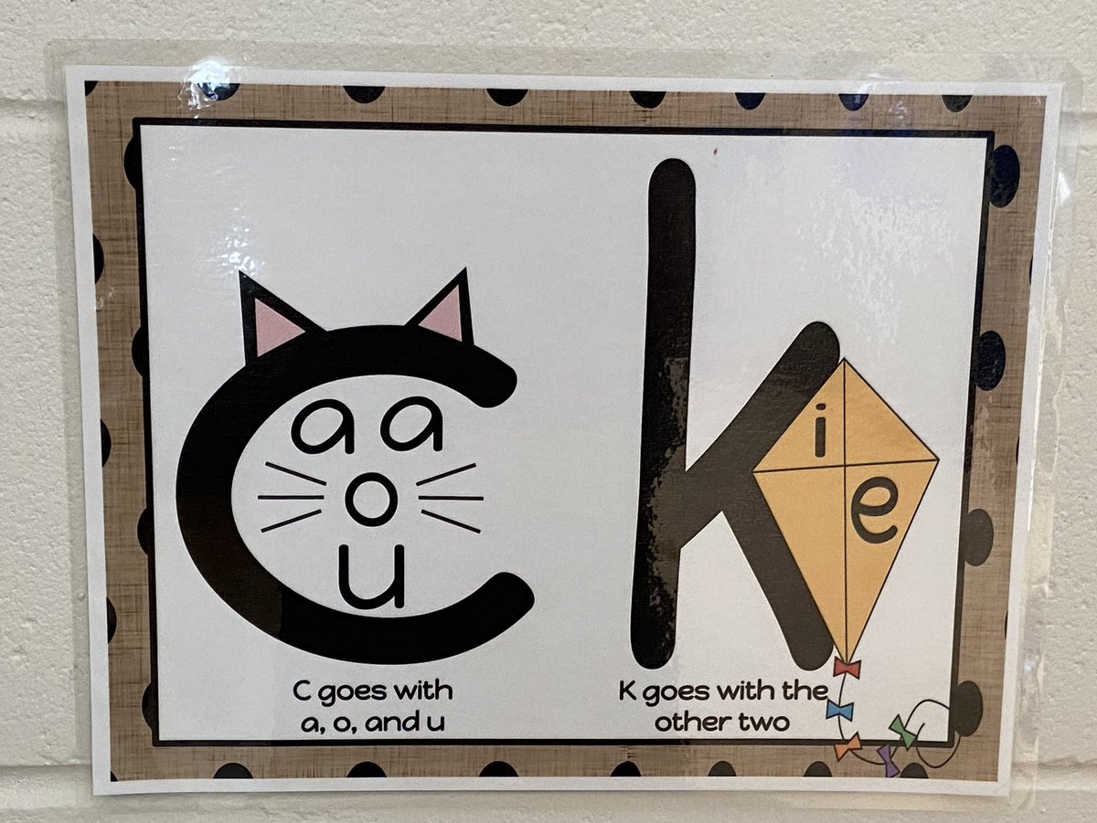 When writing words in Elkonin boxes a S spelled “cat” with a “k”. We learned why we use a “c” instead. I ❤️ being able to teach why instead of getting Ss to find a word on a word wall. #fdk #SOR #elkoninboxes
