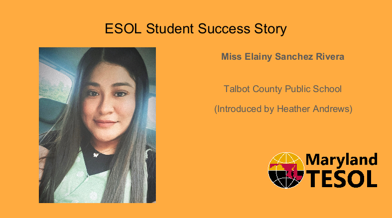 mdtesol's tweet photo. Congratulations to Elainy Sanchez Rivera, our ESOL Student Success Story Award Winner! We can't wait to watch your continued success!
#MDTESOL #SPRINGDINNER https://t.co/sBoPkxKO4c