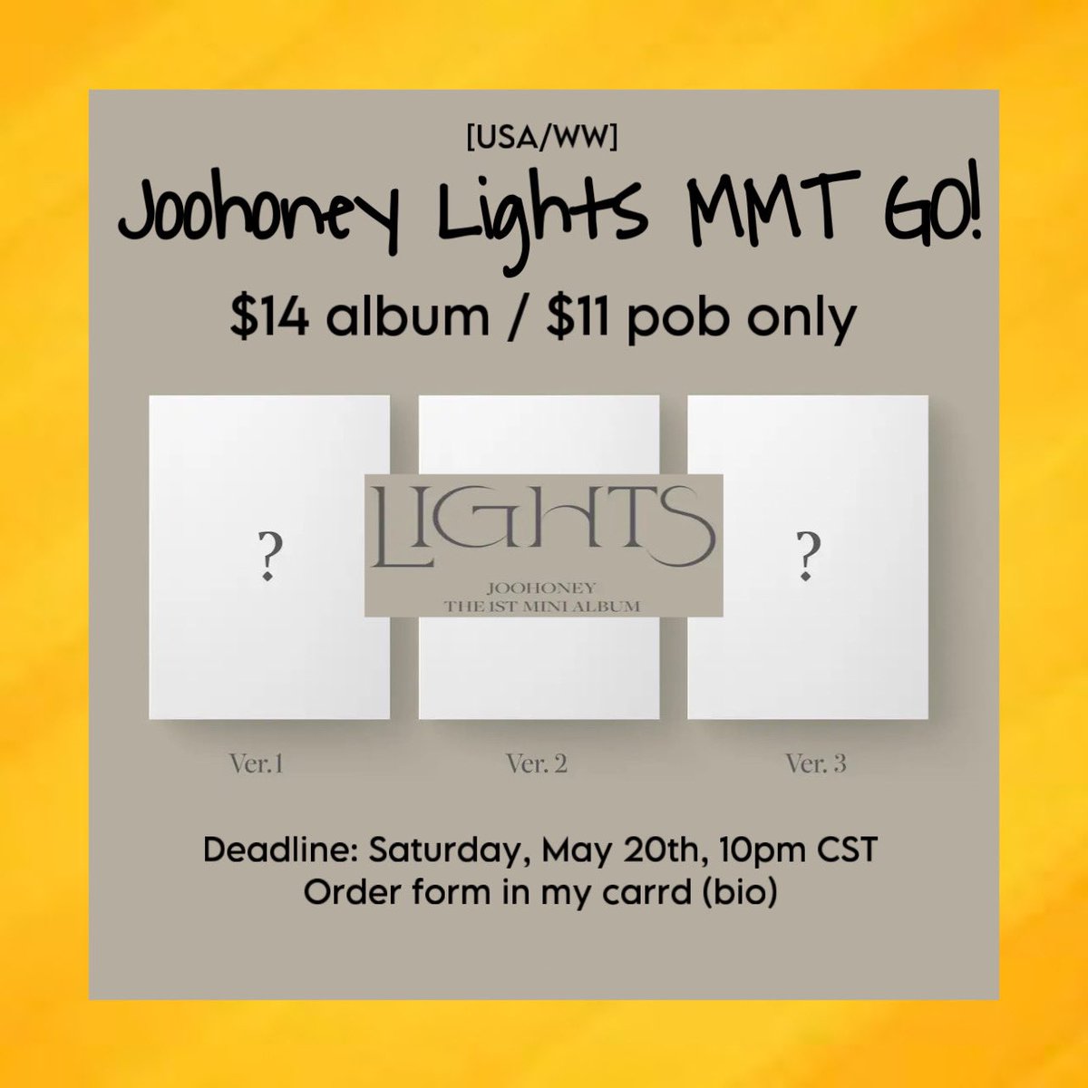 4everweRyoung's tweet photo. Joohoney Lights GO

3 payments
-Sealed/unsealed
-PC sorting available
-Freebies from me

💛Ktown
$9 album / $7 pob only / $12 kit / $20 jewel case set

💛MMT
$14 album / $11 pob only

📝Forms in my carrd (bio) &amp; comments
DM for any questions

#JOOHEON #monstaxgo #MONSTA_X #kpopgo https://t.co/UVYFAoc19w