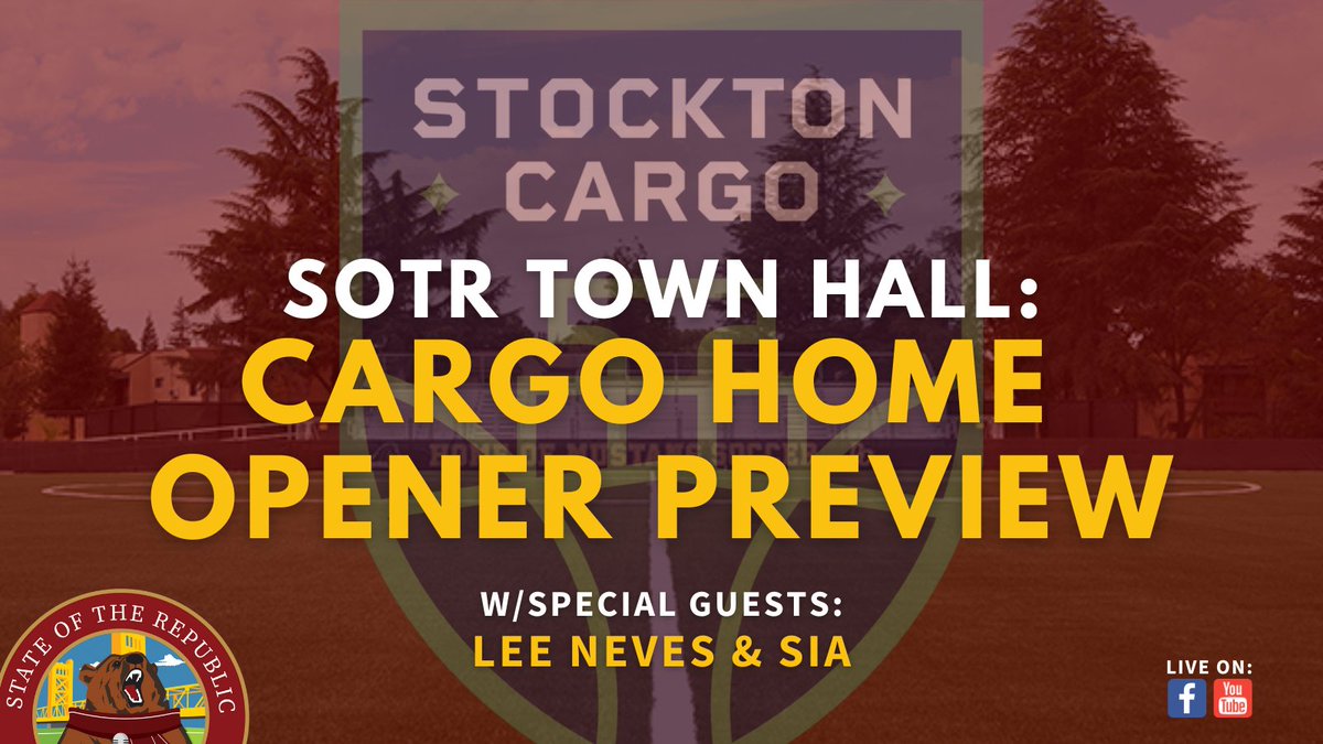 StateRepublic12's tweet photo. @SCStockton @USLWLeague Home Opener vs @oaklandsoulsc Preview Show w/Special Guests: @leejneves &amp; Sia! Tuesday, May 2nd at 6pm! Tune in! 

https://t.co/0vUOdyjtaz

#StocktonCA #StocktonCargo #Stockton #Soccer #USLW https://t.co/g0b15CTrvY