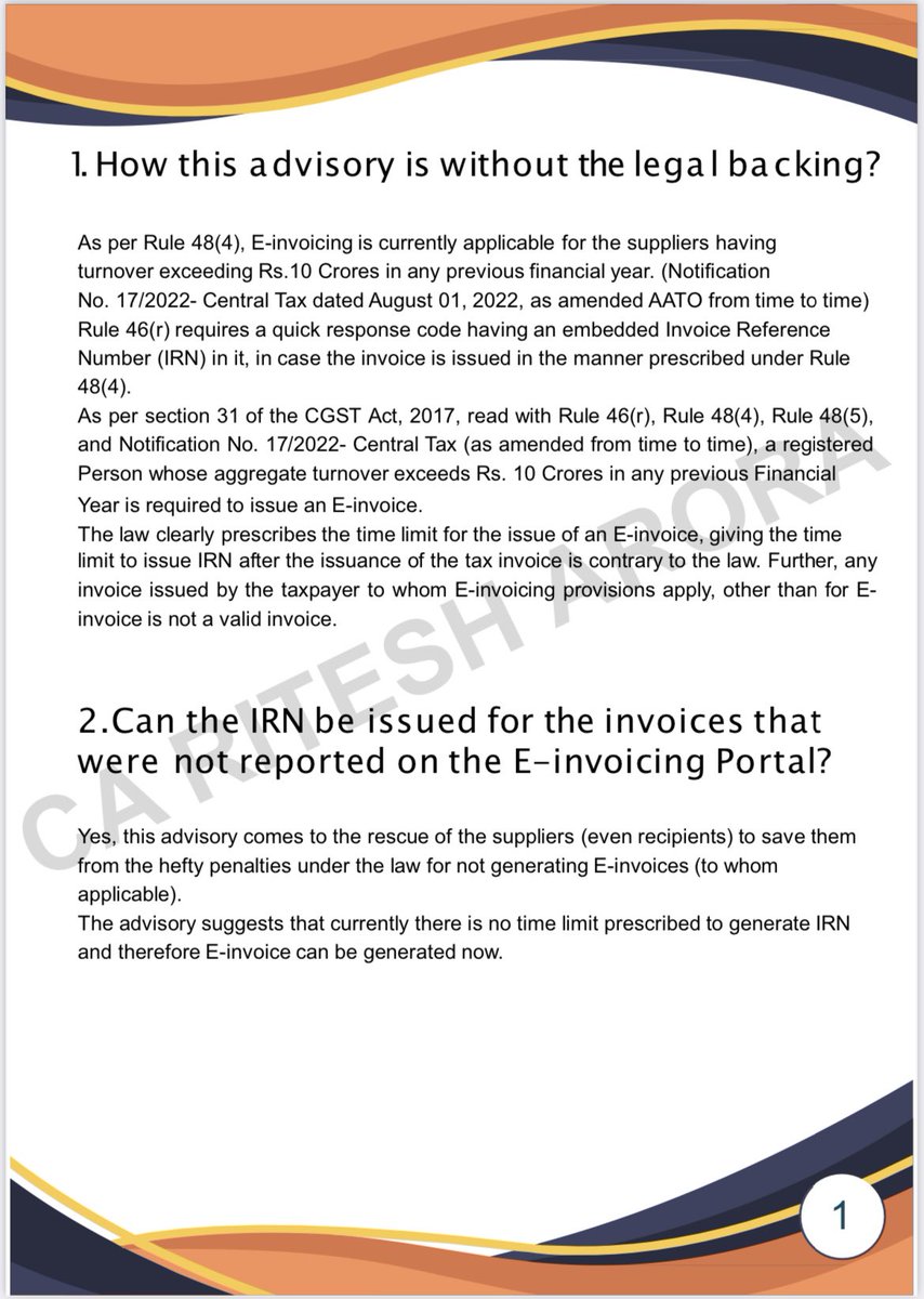 ritesharora1628's tweet image. #GSTN issued #advisories on April 12, 2023, and April 13, 2023,  in respect of the time limit for reporting Invoices on the IRP Portal.

#gst #update #cbic #einvoicing #tax #Administration