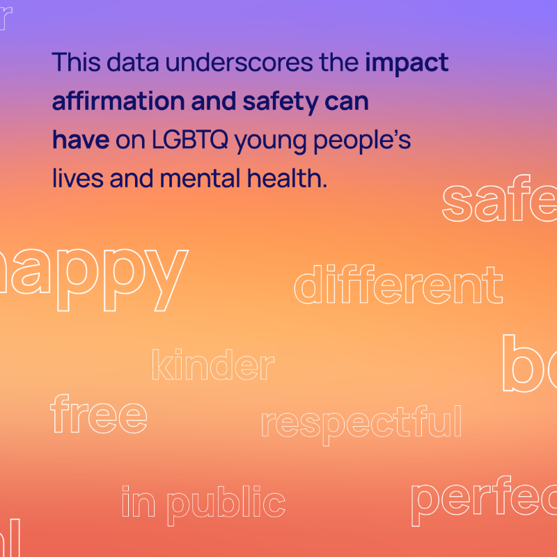 TrevorProject's tweet photo. This National Mental Health Awareness Month, we are committed to amplifying the voices and experiences of LGBTQ young people.

When we asked them to describe a world where they are accepted, they said “equal”, “colorful” and “kinder”.

Together, let's make this world a reality 🧡