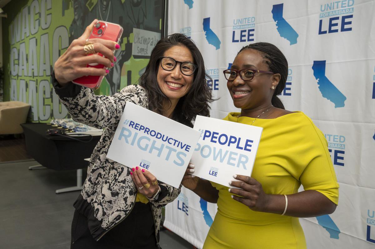 Having fun with @RhodesiaRansom for State Senate District 5, an Emerge sister and youth advocate. Photo credit: Peter Barreras, AP.