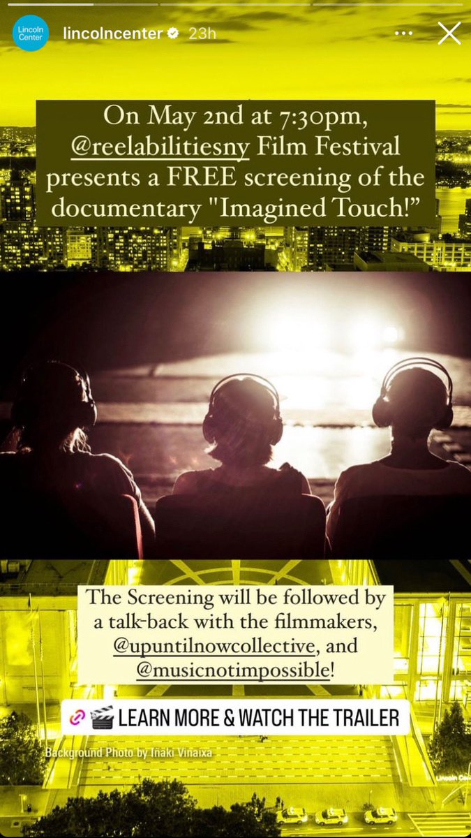 Catch our film #ImaginedTouch at the  <a href="/ReelAbilities/">ReelAbilities Film Festival: New York</a> on May 1st 5pm or at <a href="/LincolnCenter/">Lincoln Center</a> on Tuesday 2nd May 7:30pm in NYC. You can also view the film anywhere in the USA virtually until Wednesday. 

reelabilities.org/newyork/film/7…