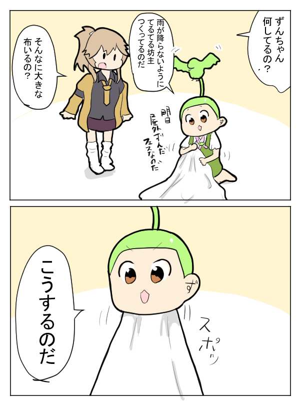 雨に備えるずんだもん 