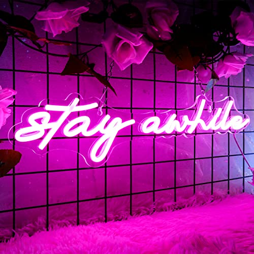 Pink Stay Awhile Neon Signs - IMEGINA Dimmable LED Bar Neon Sign for Wall Decor 19.7x5 Inch, USB Powered Cool Neon Light for... - - - amazon.com/dp/B09XMGMXS8?… AffLink #HighEnd #TargetDeals #@TheBestGift_ #SheinUS