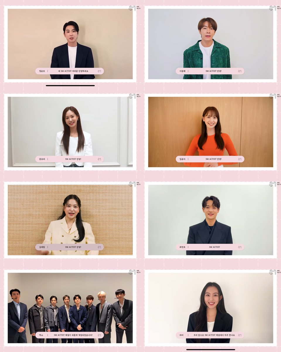 eksodonsia's tweet photo. so SM opens SM ACTIST (Actor-Artist) channel, and did a greeting video, there's like 1-2 actists per group BUT LOOK AT EXO😭😭😭 all 8 of them!!!!!! EXO actors era!!!! https://t.co/QQN7g9zlPm