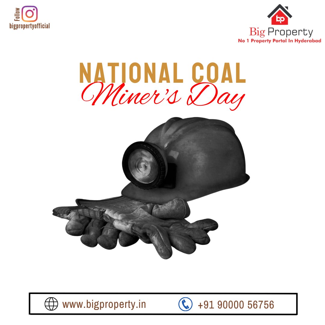 National Coal Miner's Day is celebrated on May 4th every year to recognize the contributions and sacrifices of coal miners in the country. 
#naionalcoalminersday #coalminer #Coal #Coalminersday #May4th #luxuryliving #villasforsale #indianrealestate #apartmentsforsale #bigproperty