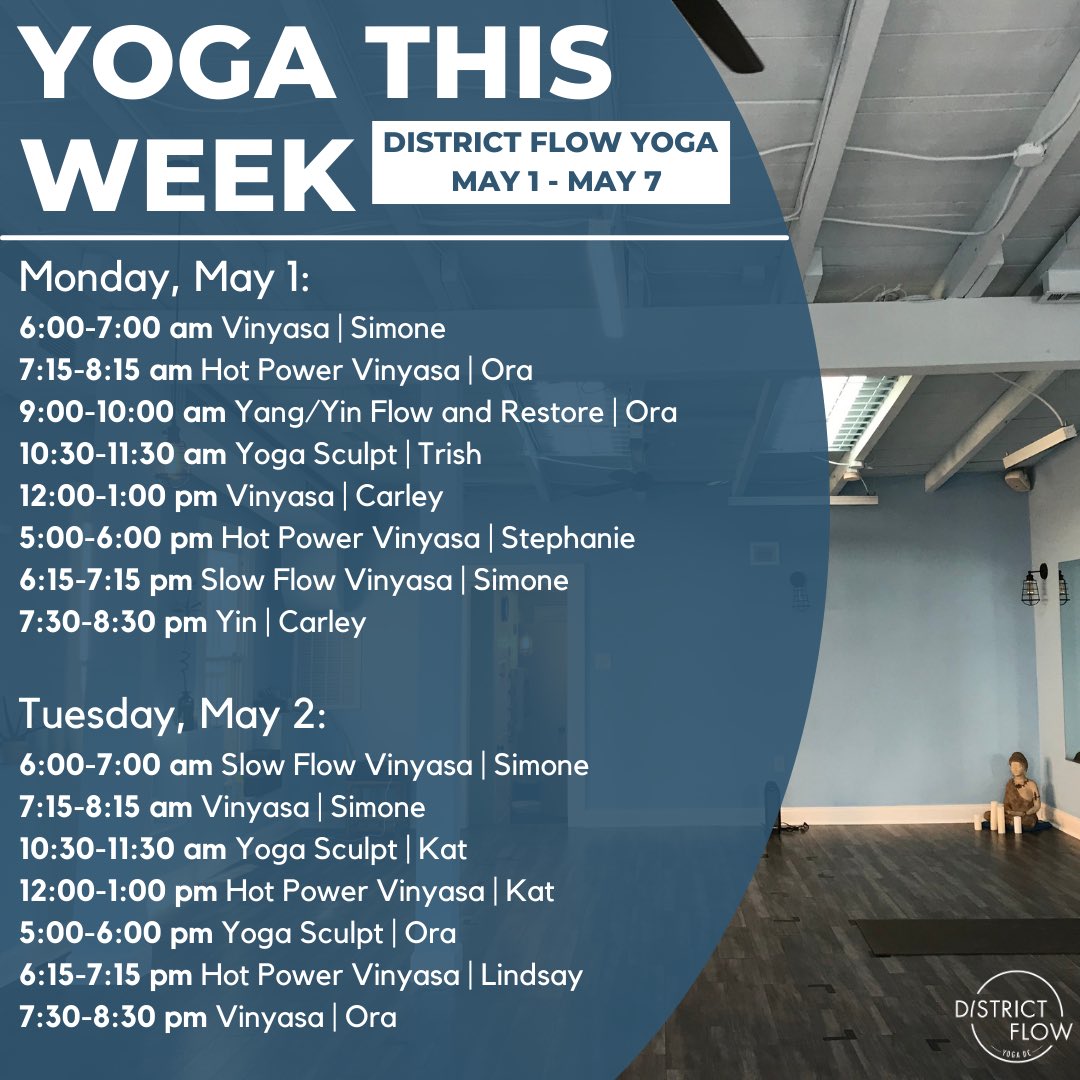 District_Flow's tweet photo. Make May the month of movement by joining us for yoga classes every day! Sign up now on https://t.co/f5XeGSofdK! https://t.co/mKS61DK9zs