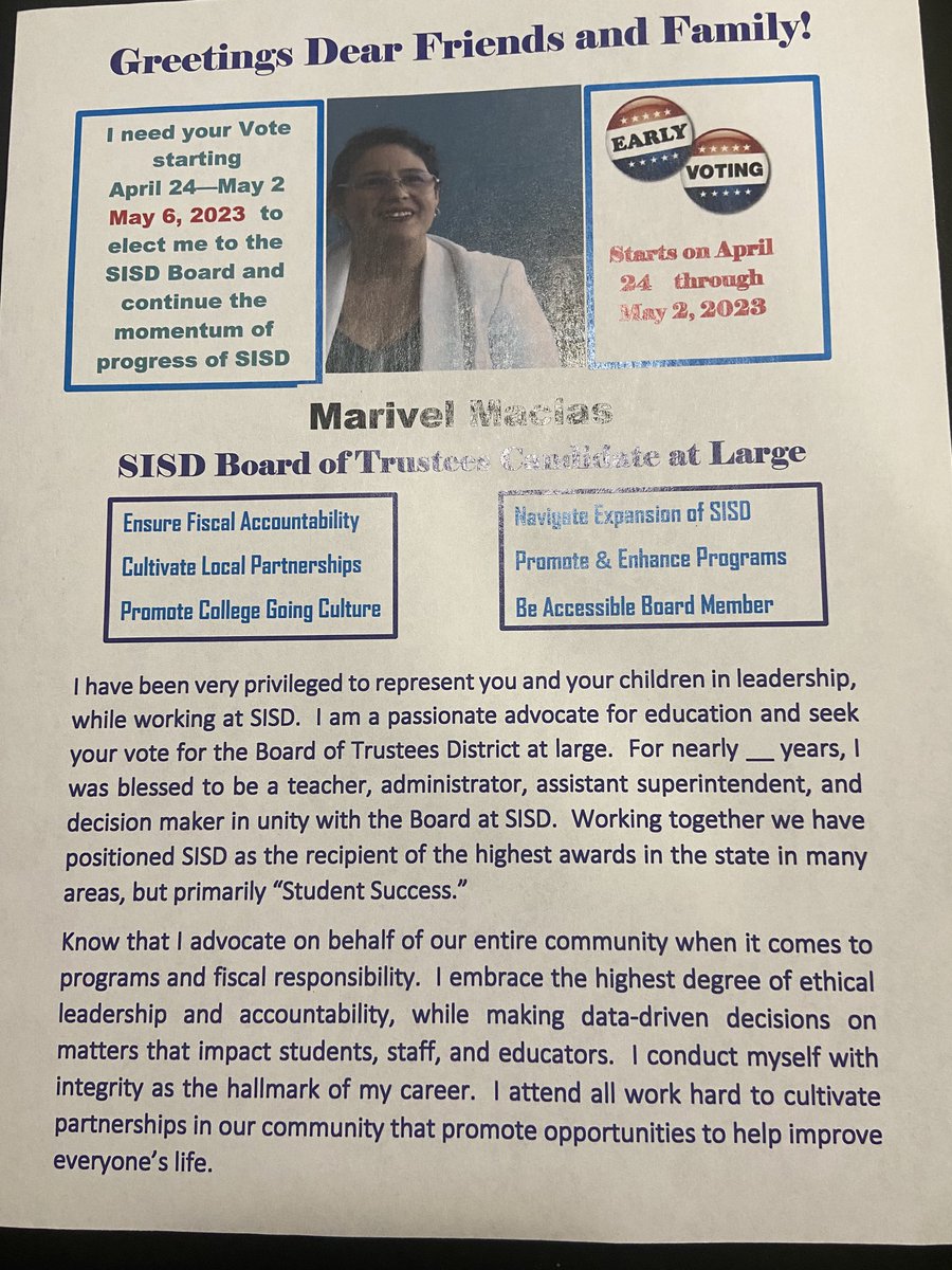 Amazing lady needed on the SISD Board. Pls cast your vote for her!