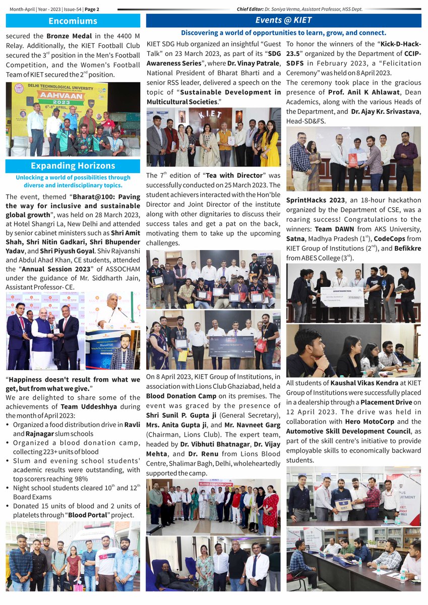 Kiet_edu's tweet photo. Check out #April_2023_edition of #Chronicle - The Institute Mirror! From achievements to celebrations, this #newsletter is bursting with exciting updates.
#kiet #kiet_group_of_institutions #aktu #chronicle #KIET_Chronicle_April_2023 #KIET_Chronicle #KIETNews #KIETGZB #AICTE https://t.co/CGtxUGYXqx