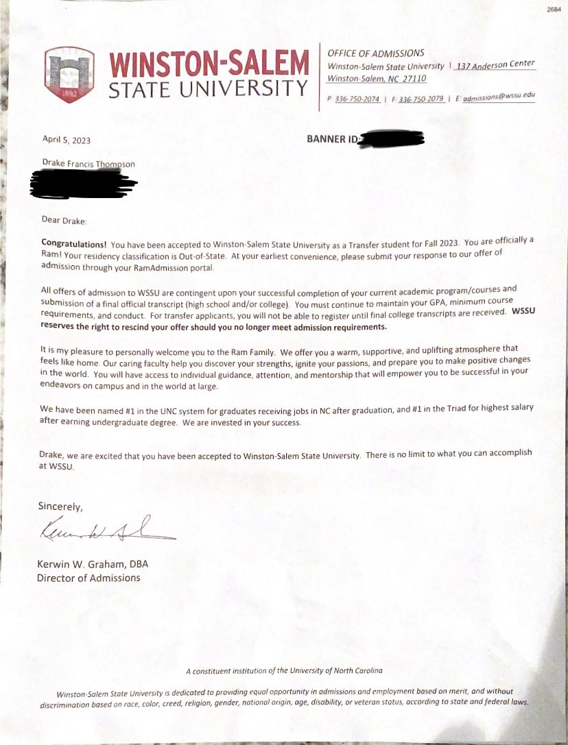 Thatjumper22's tweet photo. If anyone knows a Drake Thompson let him know he got into WSSU🥳🤝🏾
#wssu #wssu27 #classof2027 @WSSURAMS https://t.co/2UldXdChk9