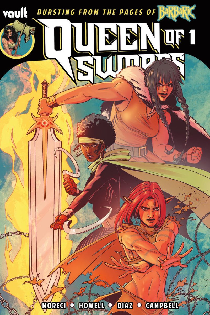 SequentialStory's tweet photo. I got a sneak peek of the fantastic: QUEEN OF SWORDS: A BARBARIC TALE #1 from @thevaultcomics   -- a #fantasy tale full of adventure, witchcraft, smart-ass talking swords, and mystery! Kudos to the creative team! Add it to your pull list before the #comics FOC on 5/1!! https://t.co/ybLFfJgSmw