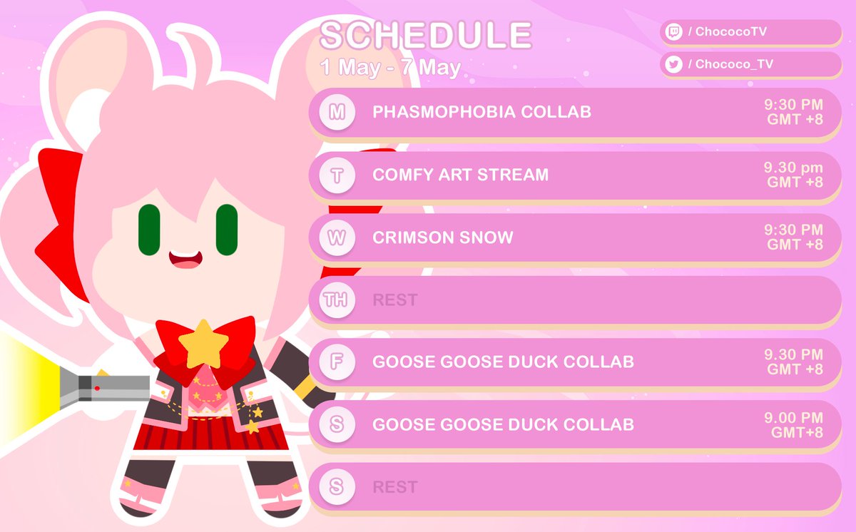 Chococo_TV's tweet photo. Lots of fun collabs happening this week! I decided not to start a long game this week to avoid interruptions. Instead there will be a short game on Wednesday! Looking forward to the collabs this week. It's gonna be ducking good.
#vtuber #envtuber #sgvtuber #chococotv https://t.co/EmFY2Tgh3b