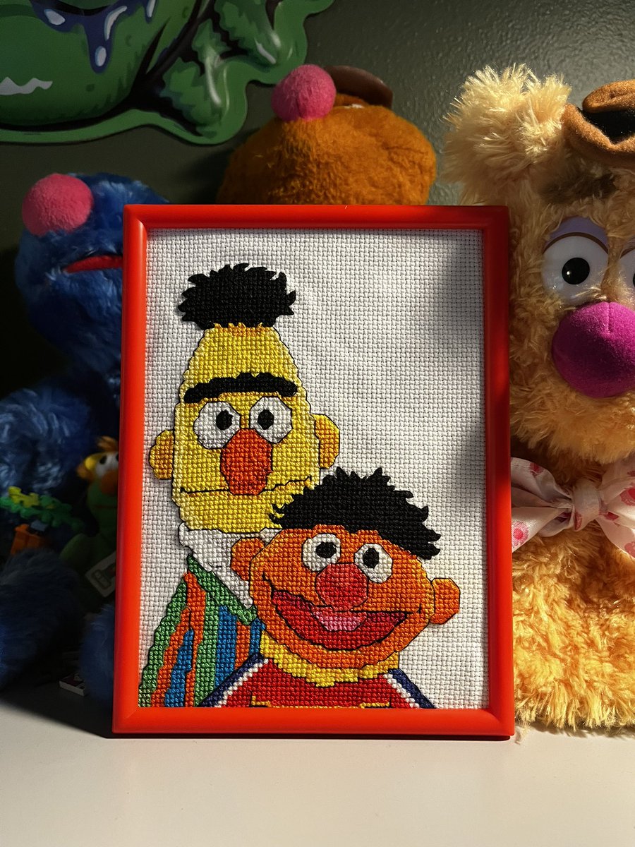 And they were roommates. Second cross stitch project of 2023 finished! Vintage 1997 Sesame Street cross stitch kit made by Janlynn (I bought this one off eBay!)
