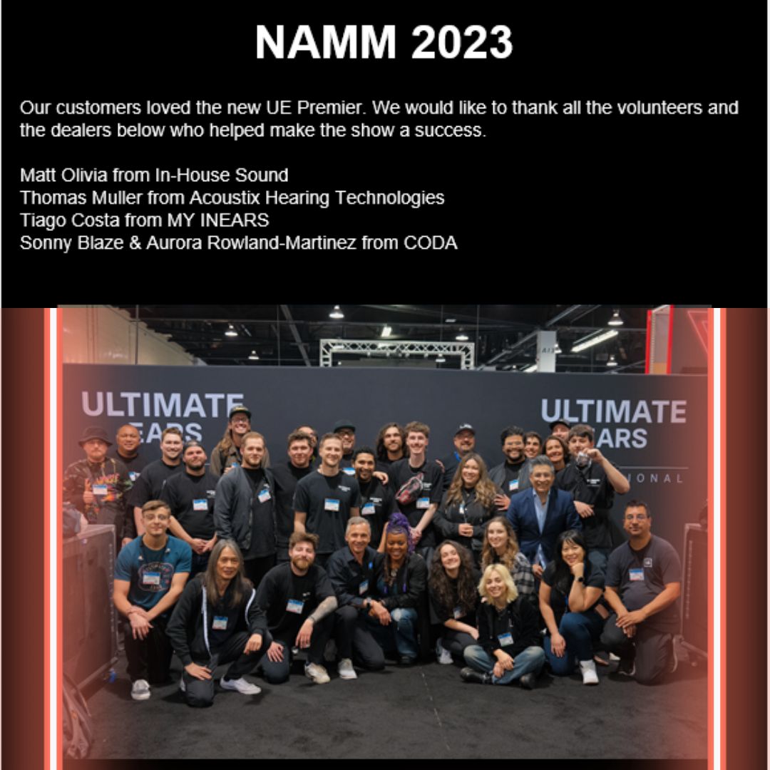 acoustixhearing's tweet photo. Thank you #UltimateEars! It was a pleasure assisting you with the physical moulding of artists ears during the NAMM show! A busy time it was. Sorry, my make-up artist wasn’t available for prepping me for this year’s photo shoot, I’ll endeavour to be in next one at #NAMM 2024. https://t.co/VgneFnCgiC
