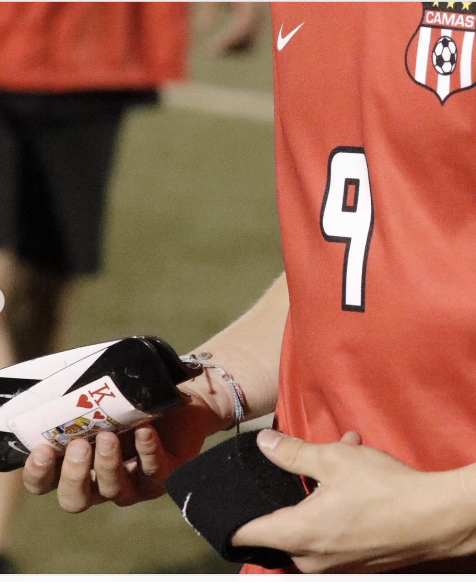 lisa_onlygirl's tweet photo. When my dad passed, his belongings consisted of one small suitcase which held a deck of cards. My son wanted a consistent reminder of his Poppy on the pitch. Thx whoever took this photo I found. #pitchlife #poppy #shinguards #rollmakers #biggerthansoccer 🥺💝 https://t.co/kFFF1XrVh8