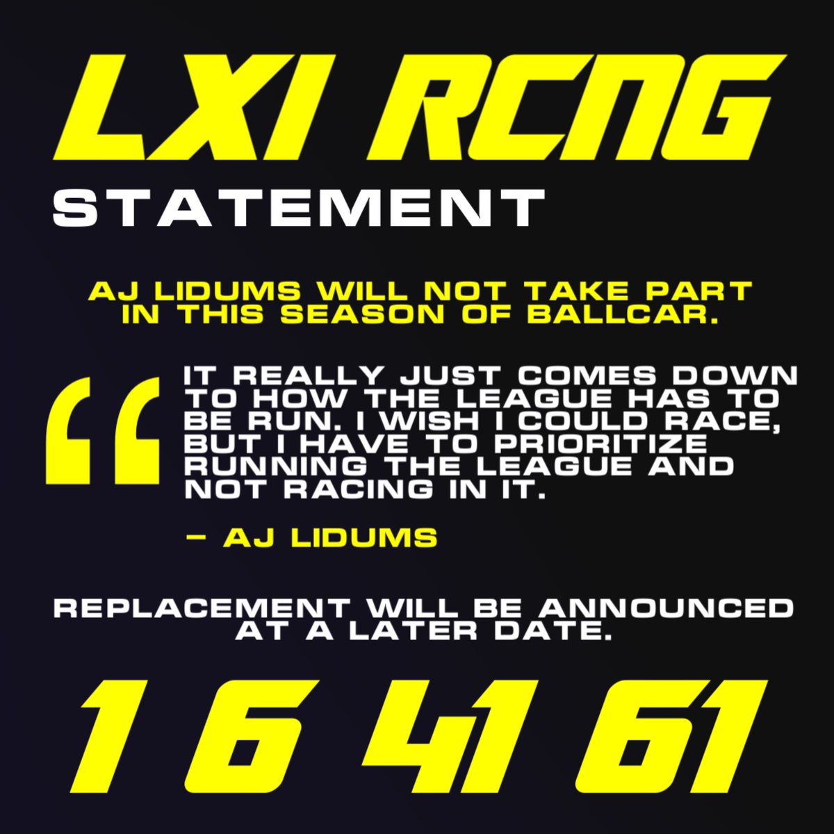 trafficparadise's tweet photo. #BALLCAR statement from LXI Racing and AJ Lidums ⬇️ https://t.co/mkyRcu62DJ