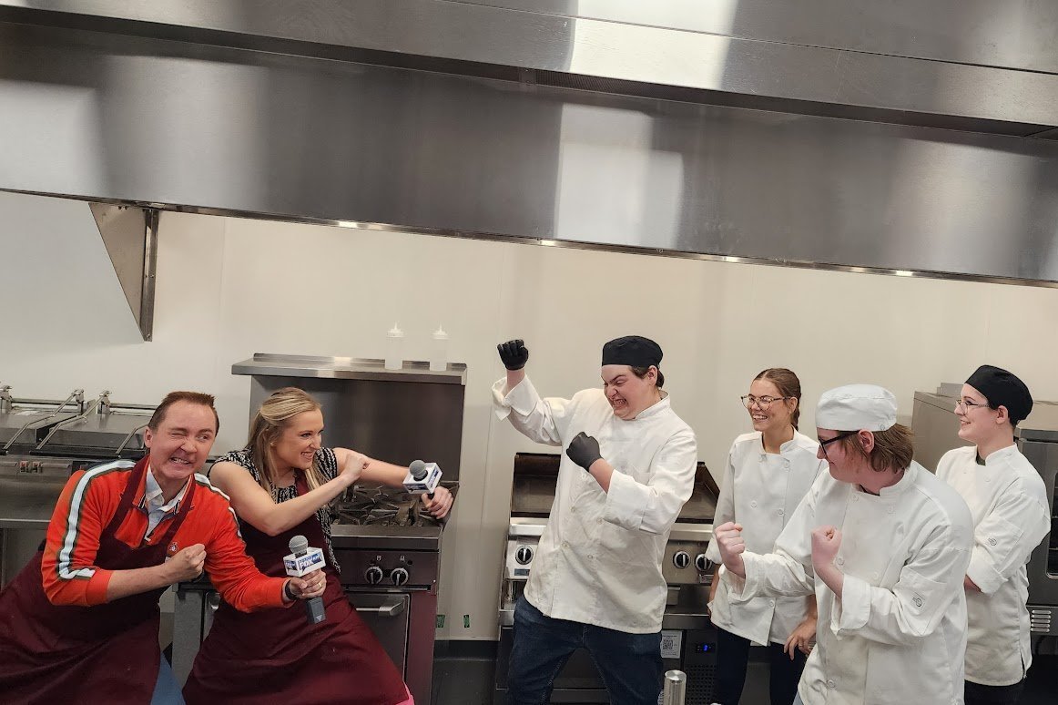 OzarkTigers's tweet photo. Who can make the better, tastier summertime deviled egg — OHS ProStart students or the hosts of Ozarks Fox AM? Find out Monday, May 1 at 8:05 a.m. on @OzarksFOXAM!
The television crew visited the Ozark Innovation Center April 25 and took over the kitchen. It was a blast! https://t.co/kPHkljx9Bv