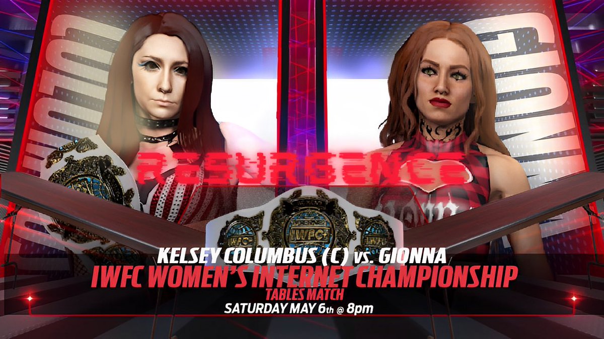 IWFC8's tweet photo. For the first time ever!! The Internet Championship will be on the line in a tables match! The challenger, @imgionna has taken the division by storm with back to back,  MOTN moments. With that being said,  Columbus is not a walk in the park either.  Who will walk away with gold?? https://t.co/6945gLVP3H
