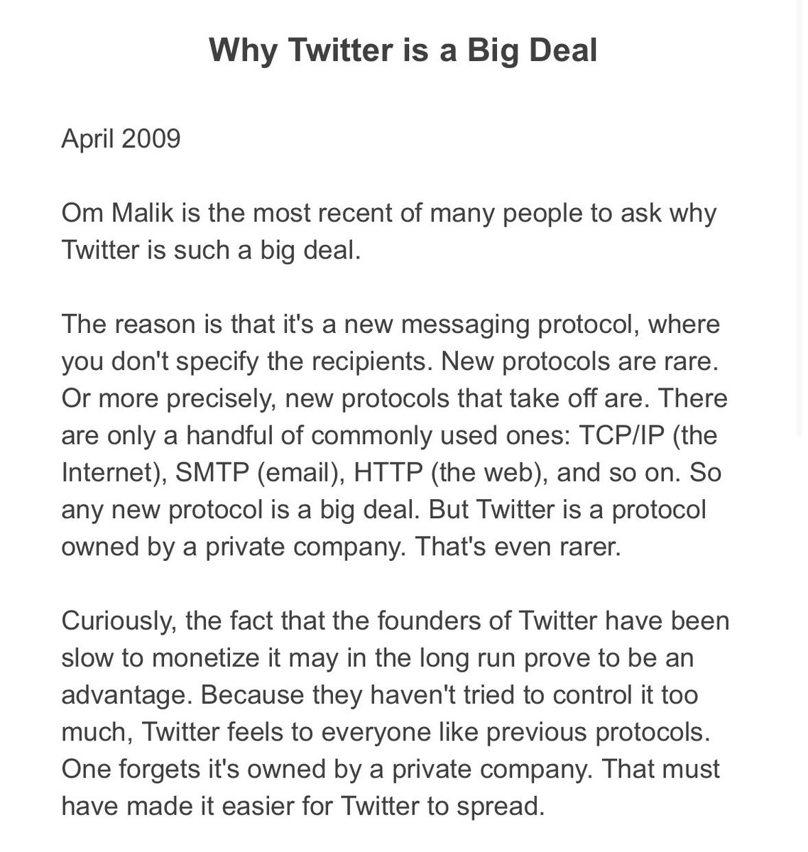 “Why Twitter is a Big Deal”

<a href="/paulg/">Paul Graham</a>, 2009